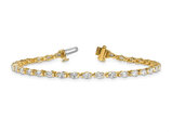 3.38 Carat (ctw VS, D-E-F) Lab-Grown Pear Diamond Half Bezel Tennis Bracelet 14K Yellow Gold