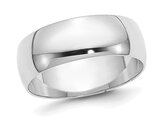 Men's or Ladies 14K White Gold 6.5mm Wedding Band Ring