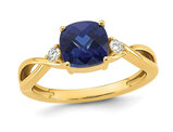 1.95 Carat (ctw) Lab-Created Blue Sapphire Ring 14K White Gold (SIZE 7)