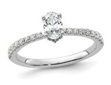 3/4 Carat (ctw VS, F) Lab-Grown Oval Diamond Engagement Ring 14K White Gold
