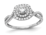 3/4 Carat (ctw G+,SI) Lab Grown Diamond Engagement Double Halo Ring 14K White Gold