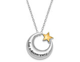 Dream Away Moon and Star Charm Pendant Necklace in Sterling Silver with Chain