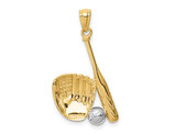 14K Yellow Gold Baseball, Glove and Bat Pendant (NO CHAIN)