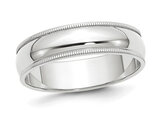 Men's or Ladies 14K White Gold Polished 6mm Milgrain Wedding Band Ring