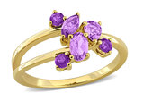 2/3 Carat (ctw) Multi-Shaped African Amethyst Purple Amethyst Ring Yellow Sterling Silver