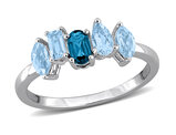 1.05 Carat (ctw) London Blue and Sky Blue Topaz Band Ring Sterling Silver