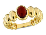 3/4 Carat (ctw) Oval Garnet Solitaire Ring in Yellow Plated Sterling Silver