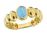3/4 Carat (ctw) Oval Swiss Blue Topaz Solitaire Ring in Yellow Plated Sterling Silver