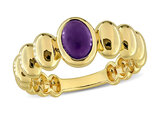 3/4 Carat (ctw) Oval African Amethyst Solitaire Ring in Yellow Plated Sterling Silver