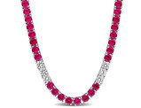 31.0 Carat (ctw) Lab-Created Ruby and White Sapphire Tennis Necklace Sterling Silver