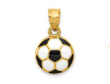 14K Yellow Gold Soccer ball (Football) Charm Pendant with Black and White Enamel (NO CHAIN)