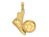 14K Yellow Gold Kicking Ball Charm Pendant (NO CHAIN)