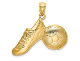 14K Yellow Gold Kicking Ball Charm Pendant (NO CHAIN)