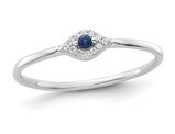 Sterling Silver Evil Eye Ring with Blue Synthetic Cubic Zirconias