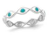 Sterling Silver Evil Eye Ring with Blue Enamel