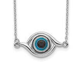 Sterling Silver Evil Eye Charm Pendant Necklace with Chain (17 Inches)