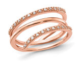 Rose Plated Sterling Silver wrap Ring with Accent Diamonds 1/10 Carat (ctw)