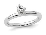 Sterling Silver Unicorn Ring with Accent Diamonds