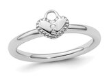 Polished Sterling Silver Heart Padlock Ring