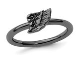 Black Plated Sterling Silver Angel Wing Ring