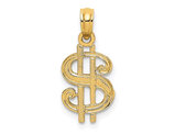 14K Yellow Gold Dollar Sign Charm Pendant (NO CHAIN)
