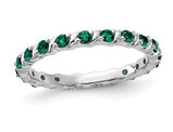 1/2 Carat (ctw) Lab-Created Emerald Band Ring in Sterling Silver