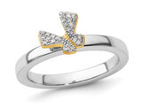 Sterling Silver Butterfly Ring with Accent Diamonds