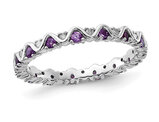 2/5 Carat (ctw) Amethyst Band Ring in Sterling Silver with Accent Diamonds