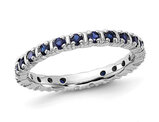 1.00 Carat (ctw) Lab-Created Blue Sapphire Band Ring in Sterling Silver
