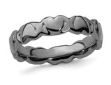 Black Plated Sterling Silver Hearts Band Ring