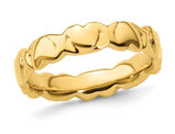 Yellow Plated Sterling Silver Hearts Band Ring