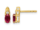1/2 Carat (ctw) Lab Created Ruby Post Earrings 14K Yellow Gold with Lab-Grown Accent Diamonds