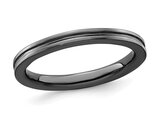 Black Plated Sterling Silver Grooved Band Ring