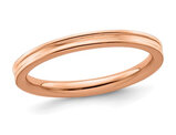Rose Pink Plated Sterling Silver Grooved Band Ring