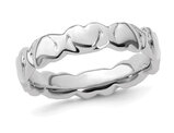 Polished Sterling Silver Hearts Band Ring