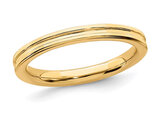 Yellow Plated Plated Sterling Silver Grooved Band Ring