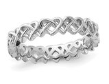Polished Sterling Silver Internlocking Hearts Band Ring