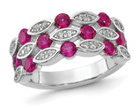 1.89 Carat (ctw) Lab-Created Ruby and Cubic Zirconia Band Ring in Sterling Silver