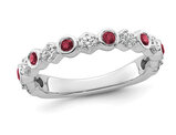 2/5 Carat (ctw) Ruby Band i14K White Gold with 1/4 Carat (ctw) Diamonds