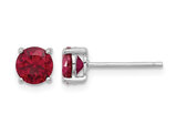 2.10 Carat (ctw) Lab-Created Ruby Solitaire Stud Sterling Silver Earrings (6mm)