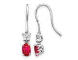3/5 Carat (ctw) Ruby Dangle Earrings 14K White Gold with Diamonds