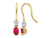 3/5 Carat (ctw) Ruby Dangle Earrings 14K Two Tone Gold with Diamonds