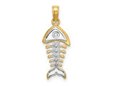 14K Yellow Gold Bone Fish Charm Pendant (No Chain)