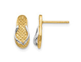 14K Yellow Gold Rhodium Plated Flip-Flop Charm Post Earrings