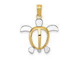 14K Yellow and White Gold Turtle Charm Pendant (NO CHAIN)