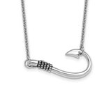 Sterling Silver Fish Hook With Rope Charm Necklace with Chain
