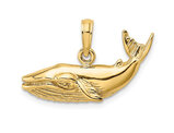 14K Yellow Gold Humpback Whale Charm Pendant (No Chain)