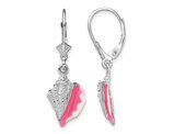 Sterling Silver Conch Shell Pink Leverback Dangle Earrings