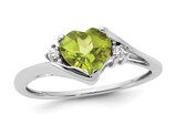 4/5 Carat (ctw) Peridot Heart Ring in 10K White Gold (SIZE 7)