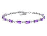 2.93 Carat (ctw) African Amethystand White Topaz Station Bracelet Sterling Silver (7.5 inches)
